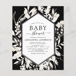 Boho beige Black Botanisch Baby shower Flyer