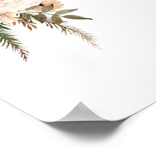 Boho Beige Bloem Maankleed Baby Shower Gastboek Poster (Hoek)