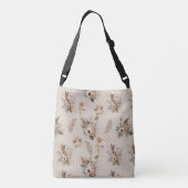 Boho Beige Bloemen Botanisch Roze Groene Bloemen Crossbody Tas (Achterkant)