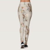 Boho Beige Bloemen Botanisch Roze Groene Bloemen Leggings (Achterkant)