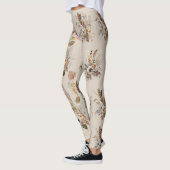 Boho Beige Bloemen Botanisch Roze Groene Bloemen Leggings (Links)