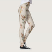Boho Beige Bloemen Botanisch Roze Groene Bloemen Leggings (Rechts)
