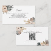 Boho Beige Bloemen Bruiloft Details Behuizing Kaar Informatiekaartje (Voorkant / Achterkant)