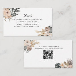 Boho Beige Bloemen Bruiloft Details Behuizing Kaar Informatiekaartje