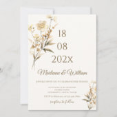 Boho beige bloemen bruiloft kaart (Voorkant)