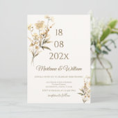 Boho beige bloemen bruiloft kaart (Staand voorkant)