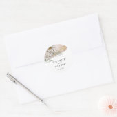 Boho Beige Bloemen Bruiloft Ronde Sticker (Envelop)