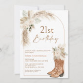 Boho Beige Bloemen Laarzen 21ste Verjaardag Kaart (Voorkant)