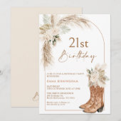 Boho Beige Bloemen Laarzen 21ste Verjaardag Kaart (Voorkant / Achterkant)