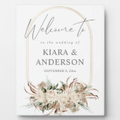 Boho Beige Bloemen Welkom Plaque Fotoplaat (Voorkant)