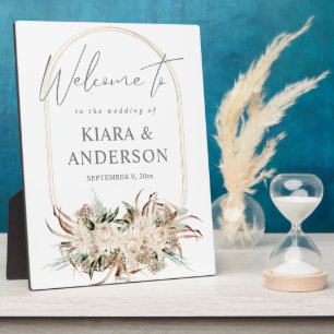 Boho Beige Bloemen Welkom Plaque Fotoplaat