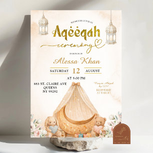 Boho Beige Bloemenaqeeqah Kaart