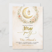 Boho-beige bloemenkleermaan Ramadan Iftar-feest Kaart (Voorkant)