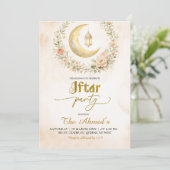 Boho-beige bloemenkleermaan Ramadan Iftar-feest Kaart (Staand voorkant)