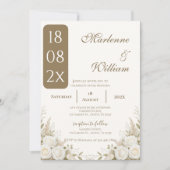 Boho beige bloemige bruiloft kaart (Voorkant)
