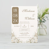 Boho beige bloemige bruiloft kaart (Staand voorkant)