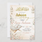 Boho Beige Bloemrijke Ameen Ceremonie Kaart (Voorkant)