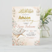 Boho Beige Bloemrijke Ameen Ceremonie Kaart (Staand voorkant)