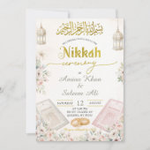 Boho Beige Bloemrijke Ameen Ceremonie Kaart (Voorkant)