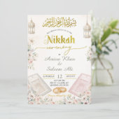 Boho Beige Bloemrijke Ameen Ceremonie Kaart (Staand voorkant)