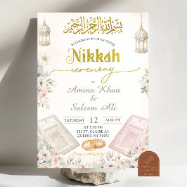 Boho Beige Bloemrijke Ameen Ceremonie Kaart
