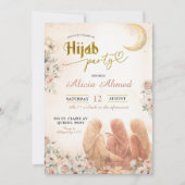 Boho Beige Bloemrijke Hidjab Feest Kaart (Voorkant)