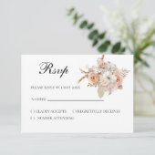 Boho beige bloemrijke RSVP kaart (Staand voorkant)