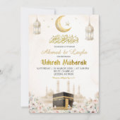 Boho Beige Bloemrijke Umrah Mubarak Kaart (Voorkant)
