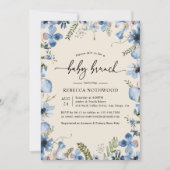 Boho Beige Blue Floral Baby Boy Brunch Shower Kaart (Voorkant)