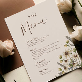 Boho Beige Botanisch Trouwmenu Menu