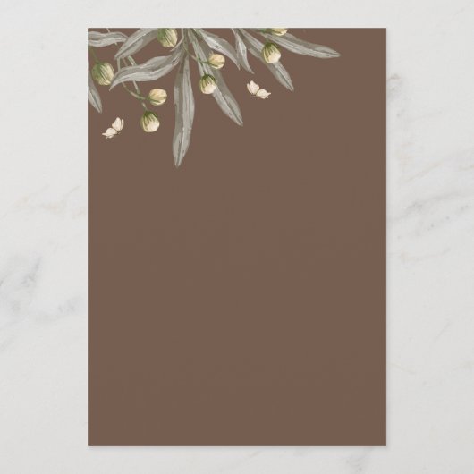 Boho Beige Botanisch Trouwmenu Menu (Achterkant)