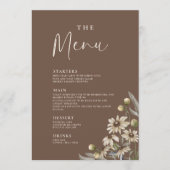 Boho Beige Botanisch Wedding Menu (Voorkant)