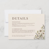Boho Beige Botanische bruiloft details Notitiekaartje (Voorkant)