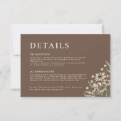 Boho Beige Botanische Trouwdetails Notitiekaartje (Voorkant)