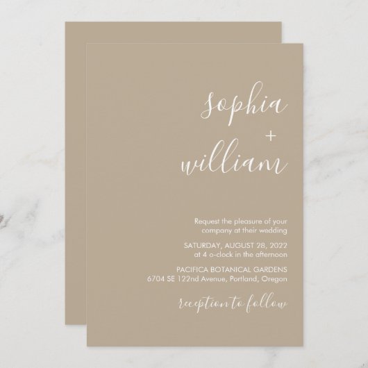 Boho Beige bruiloft uitnodiging (Voorkant / Achterkant)