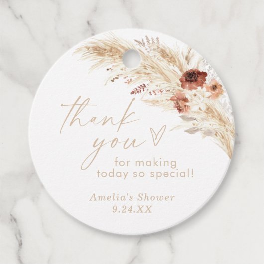 Boho Beige Bruiloftsfeest Bedank Etiketjes Bedankjes Labels (Voorkant)
