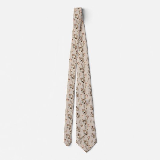 Boho Beige Bruin Bloemen Botanische Trendy Mannen Stropdas (Achterkant)
