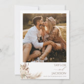 Boho Beige Bruin Bloemen Pampas Grass Bruiloft Kaart (Achterkant)