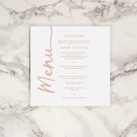 Boho Beige + bruin terracotta Trendy bruiloft Menu Kaart