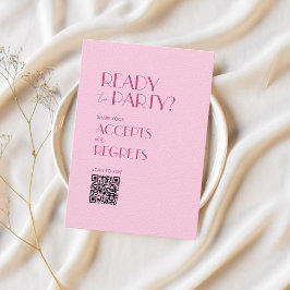 Boho Beige Bruin Vet Bruiloft QR-code RSVP-kaart Kaart