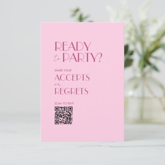 Boho Beige Bruin Vet Bruiloft QR-code RSVP-kaart Kaart (Staand voorkant)