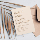 Boho Beige Bruine Aarde Tonen Bold Retro Bruiloft Kaart