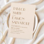 Boho Beige Bruine Aarde Tonen Bold Retro Bruiloft Kaart