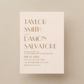 Boho Beige Bruine Aarde Tonen Bold Retro Bruiloft Kaart