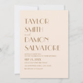 Boho Beige Bruine Aarde Tonen Bold Retro Bruiloft Kaart (Voorkant)