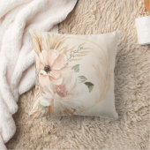 Boho Beige Bruine Waterverf Bloemen Palmen Kussen (Deken)