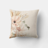 Boho Beige Bruine Waterverf Bloemen Palmen Kussen (Achterkant)