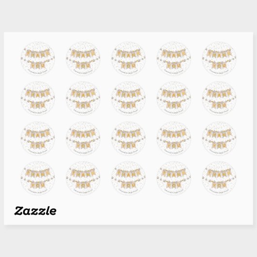 Boho Beige Bunting Flags Gold Bedankt Ronde Sticker (Vel)