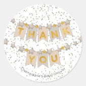 Boho Beige Bunting Flags Gold Bedankt Ronde Sticker (Voorkant)