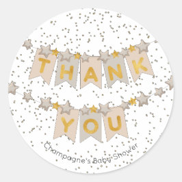 Boho Beige Bunting Flags Gold Bedankt Ronde Sticker